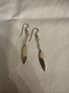 Sterling Silver Leaf Dangle Earrings - Sleek Women's Earrings